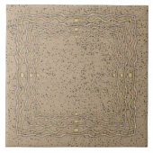 波線のあるコルクパターン タイル (正面)