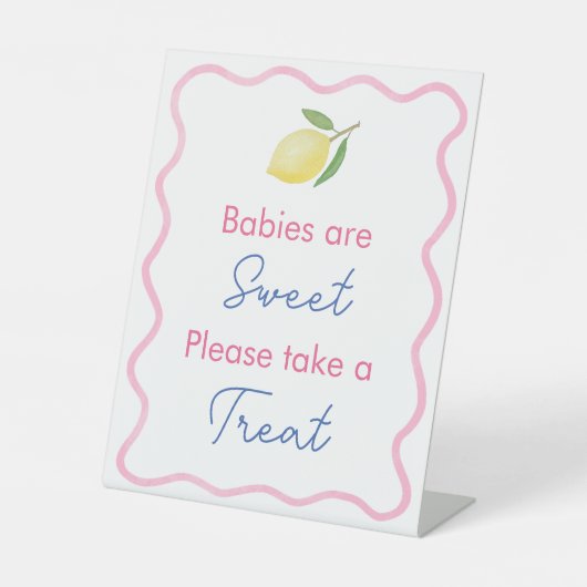 波線のベビーは甘い赤ちゃんシャワーの好意 台座サイン (正面)