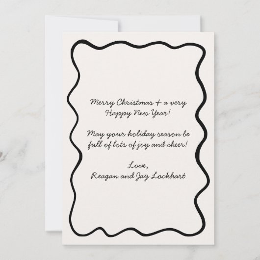 波線の手描きファンキーな不思議なボーダー写真 シーズンカード (裏面)