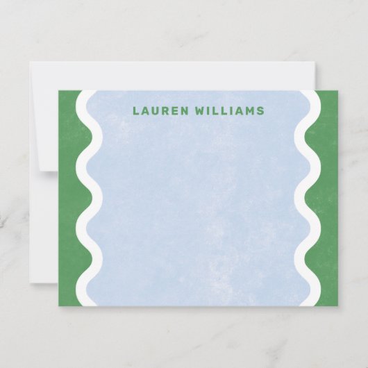 波線ひな形ノートカード – 緑 ノートカード (正面)