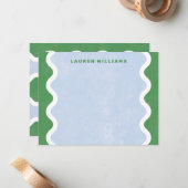 波線ひな形ノートカード – 緑 ノートカード (正面/裏面インサイチュ)