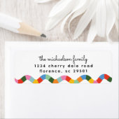 波線カラフル差出人住所ラベル ラベル (インサイチュ)