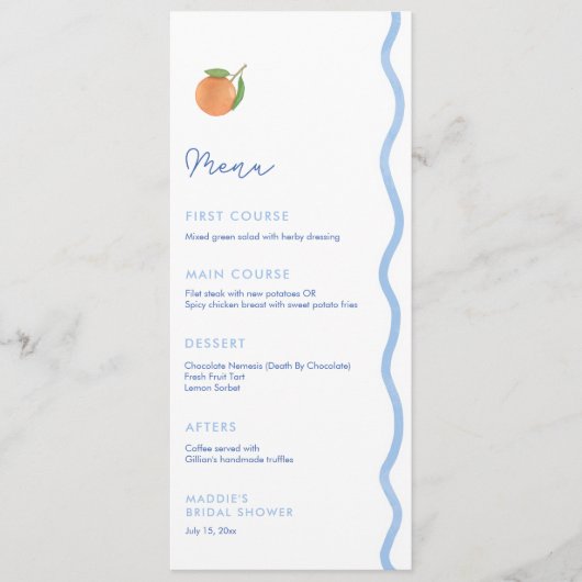 波線クリーン美学サマーウェディングシャワー メニュー (正面)