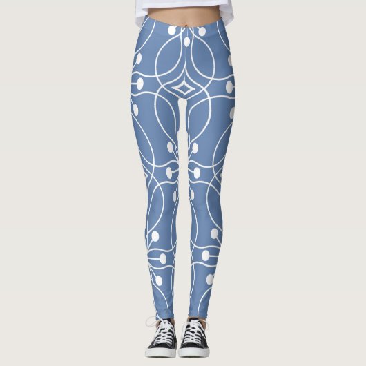 波線ジオメトリヴィンテージパターン レギンス (正面)