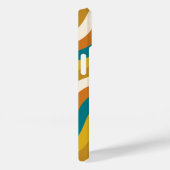 波線レトロストライプパターンティール(緑がかった色)イニシャル Case-Mate iPhoneケース (裏面 / 右)