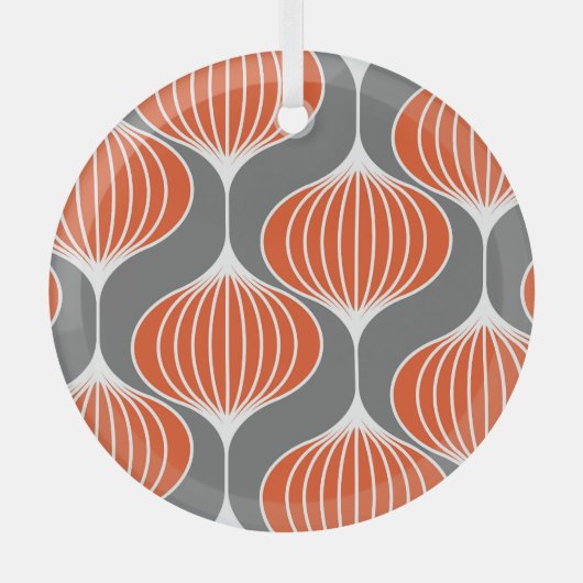 波線：ジオメトリックヴィンテージパターン。 ガラスオーナメント (正面)