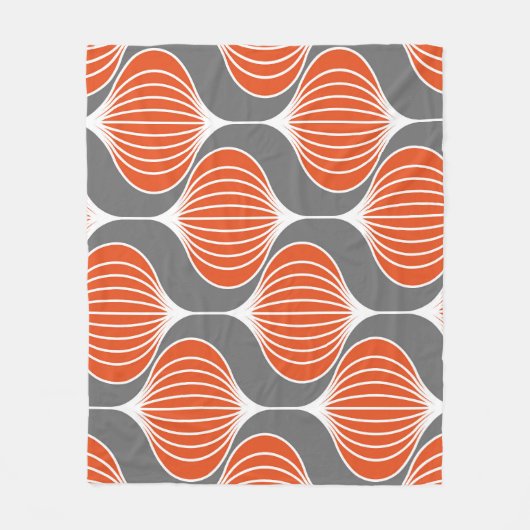 波線：ジオメトリックヴィンテージパターン。 フリースブランケット (正面)
