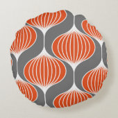 波線：ジオメトリックヴィンテージパターン。 ラウンドクッション (裏面)