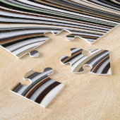 波線 – 淡い茶色/砂/ベージュ/ターコイズ/青 ジグソーパズル (側面)