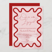 波縁ど波モダン婚約パーティ 招待状 (正面/裏面)