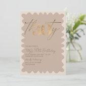 波縁ど無金ゴールドモダン30歳の誕生日 招待状 (スタンド正面)