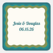 波縁ど状レトロ70sヴィンテージの結婚美的 スクエアシール (正面)