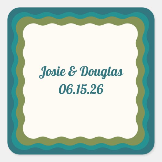 波縁ど状レトロ70sヴィンテージの結婚美的 スクエアシール (正面)