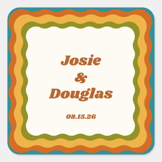 波縁ど状レトロ70sヴィンテージの結婚美的 スクエアシール (正面)