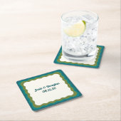 波縁ど状レトロ70sヴィンテージの結婚美的 スクエアペーパーコースター (インサイチュ)