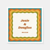 波縁ど状レトロ70sヴィンテージの結婚美的 スタンダードカクテルナプキン (正面)