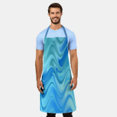 波色の青い抽象芸術 エプロン (着用した状態)
