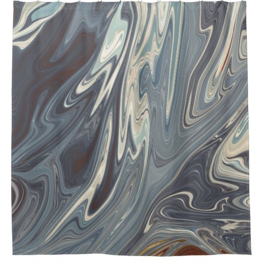 波落ちたの芸術 |最高のモダン絵画抽象芸術 シャワーカーテン (正面)