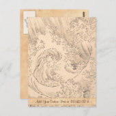 波葛飾北斎ヴィンテージ水辺画 ポストカード (正面/裏面)