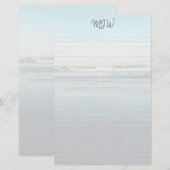波転がが並んだ書モノグラムの用紙 便箋 (正面/裏面)