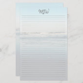 波転がが並んだ書モノグラムの用紙 便箋 (正面/裏面)