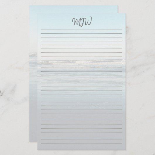 波転がが並んだ書モノグラムの用紙 便箋 (正面/裏面)