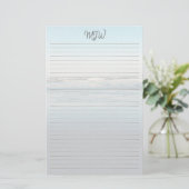 波転がが並んだ書モノグラムの用紙 便箋 (スタンド正面)