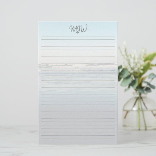 波転がが並んだ書モノグラムの用紙 便箋 (スタンド正面)