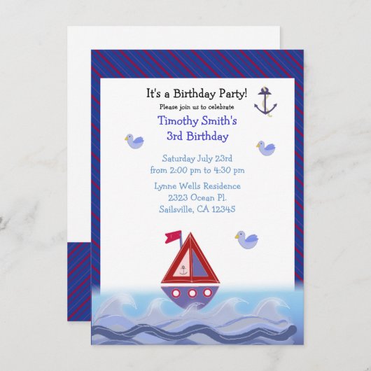 波遠くにに乗る 招待状 (正面/裏面)