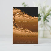 波金ゴールドブラウンモダン抽象芸術企業の誕生日 招待状 (スタンド正面)