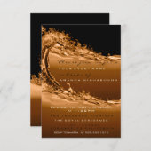 波金ゴールドブラウンモダン抽象芸術企業の誕生日 招待状 (正面/裏面)