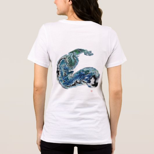 波間の龍 – 抽象的な海洋エネルギー トライブレンドＴシャツ (裏面)