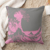 波頭のクッション ピンク&グレー クッション (ブランケット)