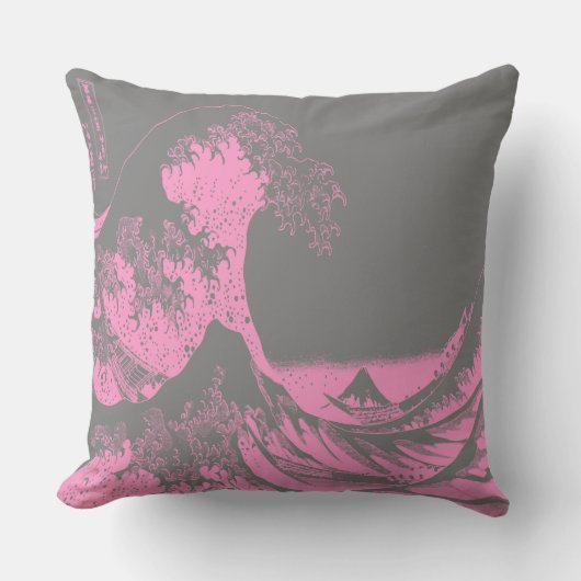 波頭のクッション ピンク&グレー クッション (正面)