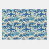 波飛んでいるのマグロ – アヒ柄 ラッピングペーパーシート (正面3)