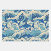 波飛んでいるのマグロ – アヒ柄 ラッピングペーパーシート (正面)