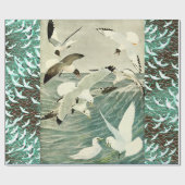 波飛んでいるの上でカモメる ラッピングペーパー (フラット)