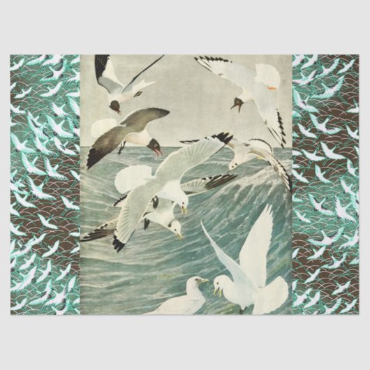 波飛んでいるの上でカモメる 薄葉紙 (正面)
