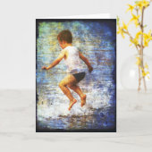 波飛沫を浴びてジャンプ カード (黄色い花)