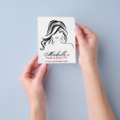 波髪とメイクアップアイコンの可愛い女の子 チラシ (手)