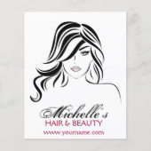 波髪とメイクアップアイコンの可愛い女の子 チラシ (正面)