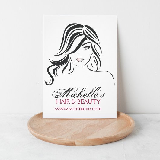 波髪とメイクアップアイコンの可愛い女の子 チラシ