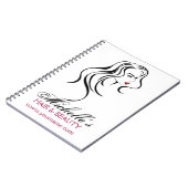 波髪とメイクアップアイコンの素敵な女の子 ノートブック (左側)