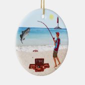 波魚釣り セラミックオーナメント (右)