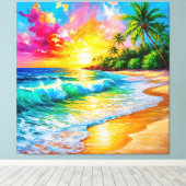 波鮮やかと熱帯絵を描夕日 キャンバスプリント (インサイチュ (ウッドフロア))