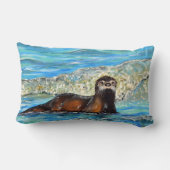 波2の中の絵画水 ランバークッション (裏面)