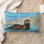 波2の中の絵画水 ランバークッション (ブランケット)