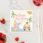 波4日サーフピンク4th誕生日パーティー スタンダードカクテルナプキン (インサイチュ)