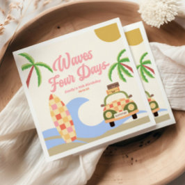 波4日サーフピンク4th誕生日パーティー スタンダードカクテルナプキン