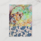 波、アクアブルーティール（緑がかった色）フローラ旋回写真テンプレート 名刺 (裏面)